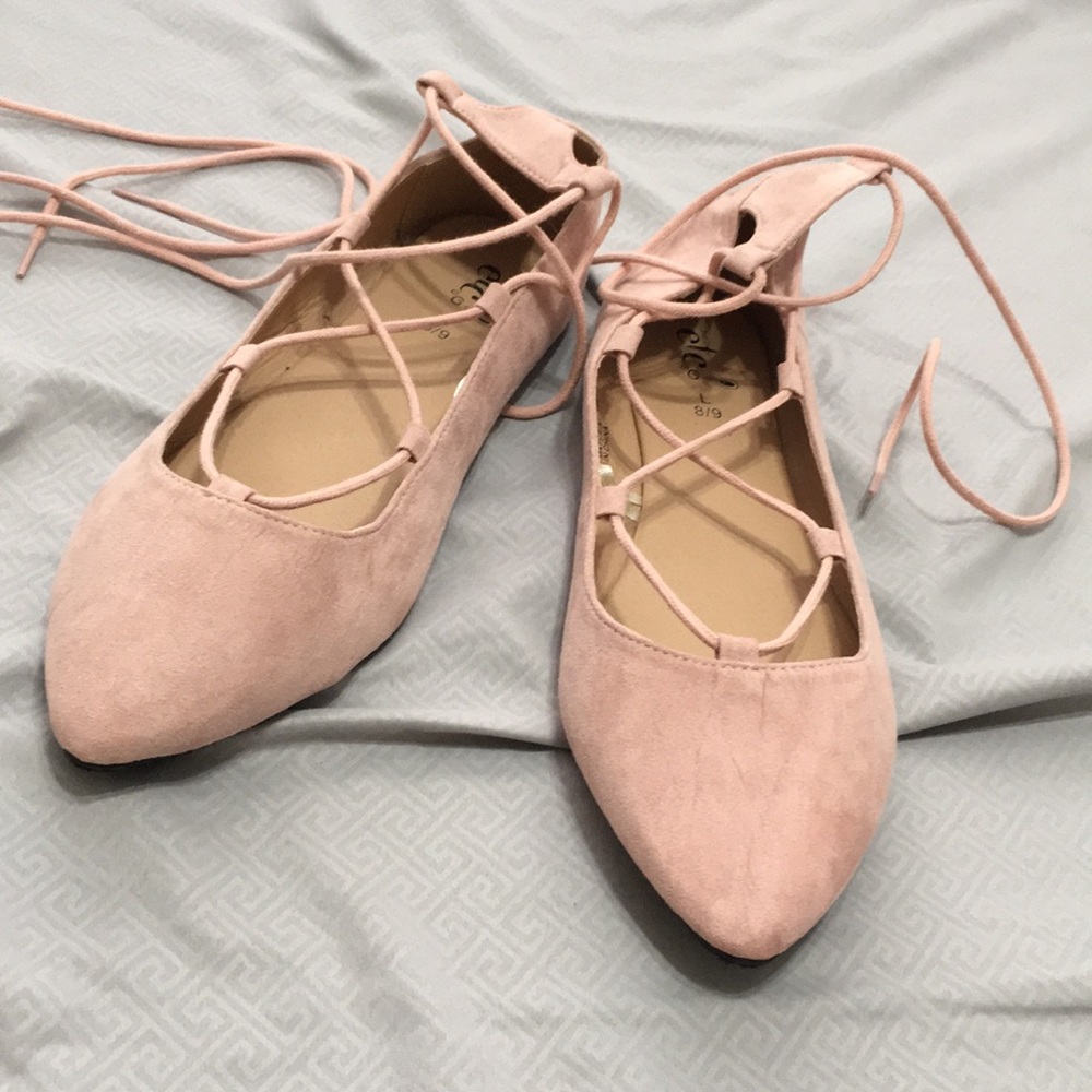 Pink velvet lace up sandals